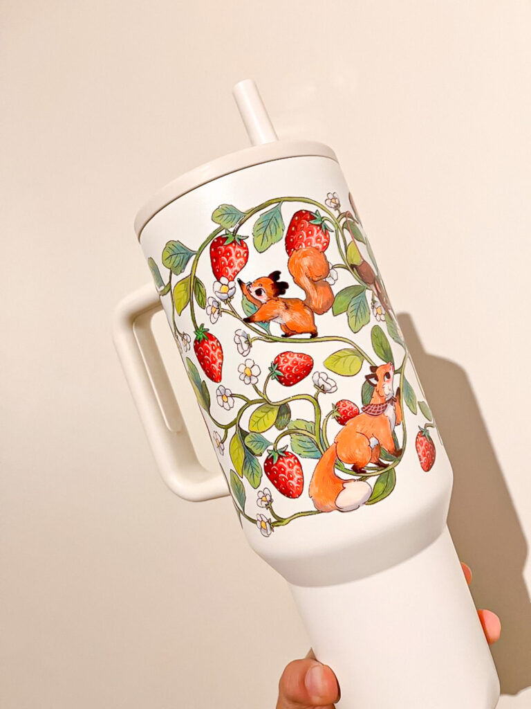 VASO TERMICO BLANCO: FRUTILLA
