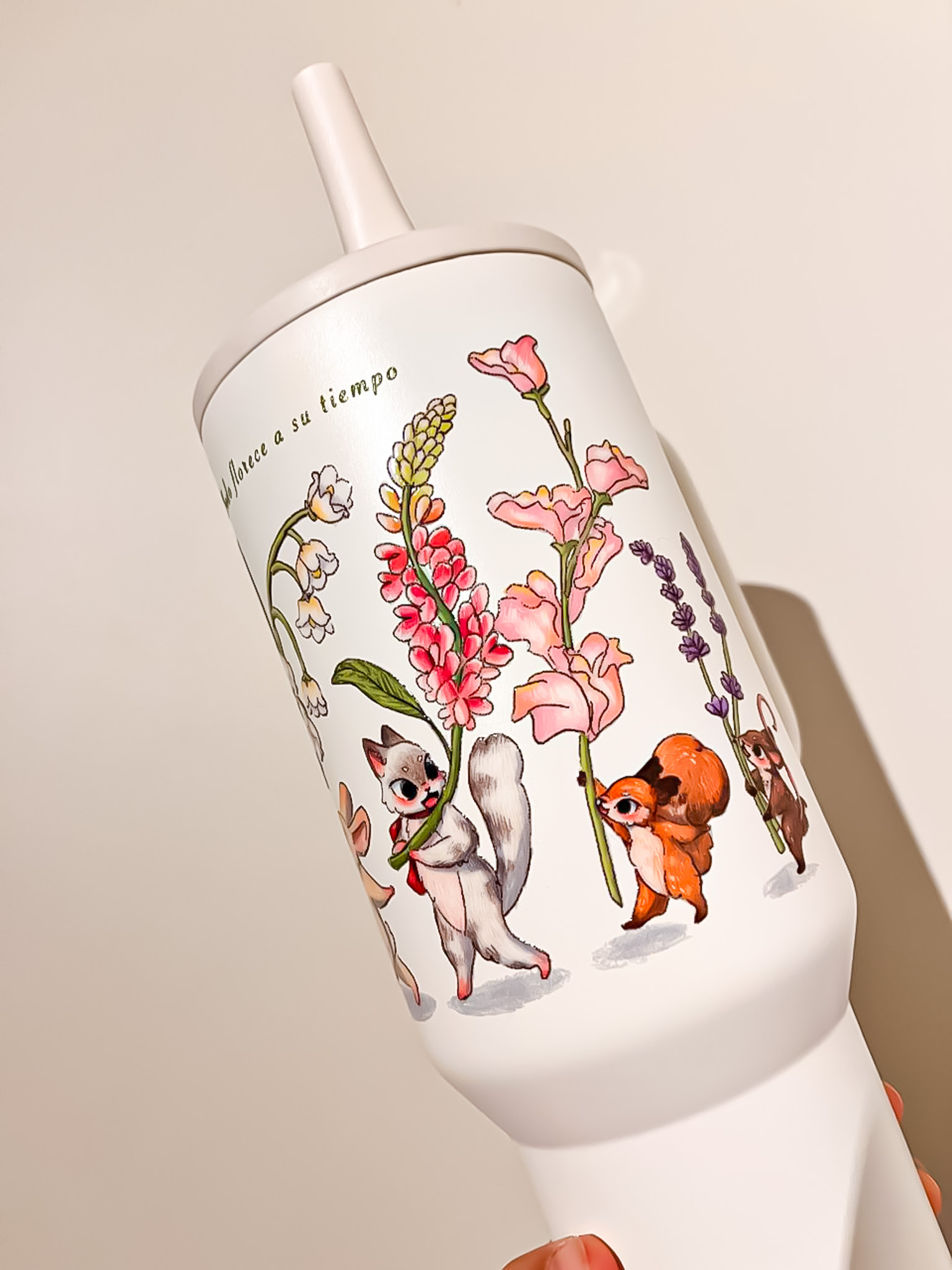 VASO TERMICO BLANCO: FLOR - Imagen 2