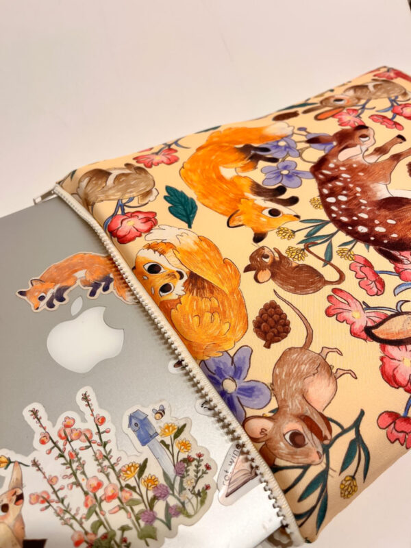 FUNDA ILUSTRADA ANIMALES DEL BOSQUE CREMA