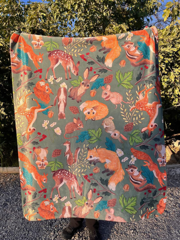 MANTA SHERPA ANIMALITOS DEL BOSQUE VERDE