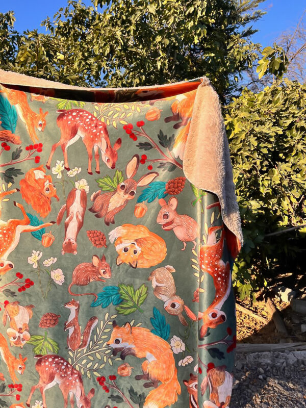 MANTA SHERPA ANIMALITOS DEL BOSQUE VERDE