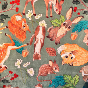 MANTA SHERPA ANIMALITOS DEL BOSQUE VERDE - Imagen 4