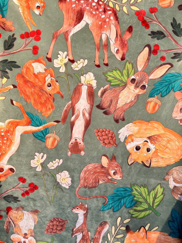 MANTA SHERPA ANIMALITOS DEL BOSQUE VERDE