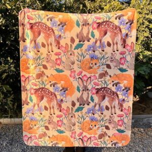 MANTA SHERPA ANIMALITOS DEL BOSQUE CREMA - Imagen 2