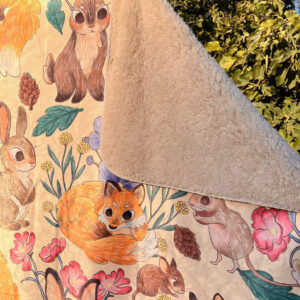 MANTA SHERPA ANIMALITOS DEL BOSQUE CREMA