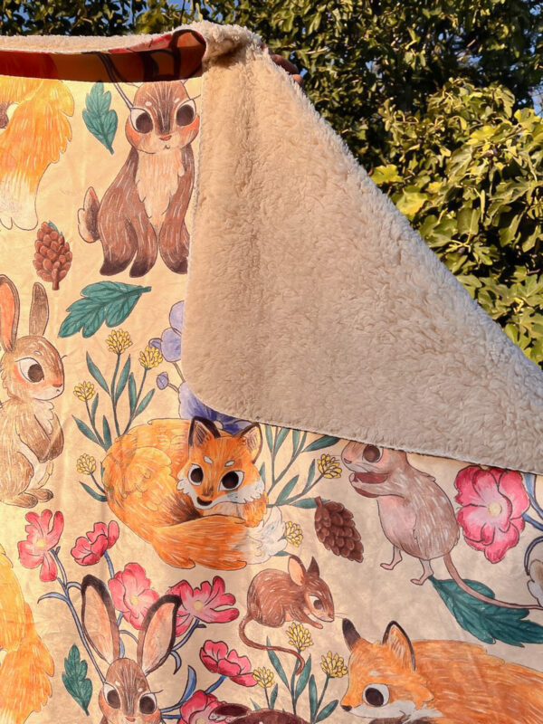 MANTA SHERPA ANIMALITOS DEL BOSQUE CREMA