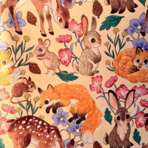 MANTA SHERPA ANIMALITOS DEL BOSQUE CREMA - Imagen 4