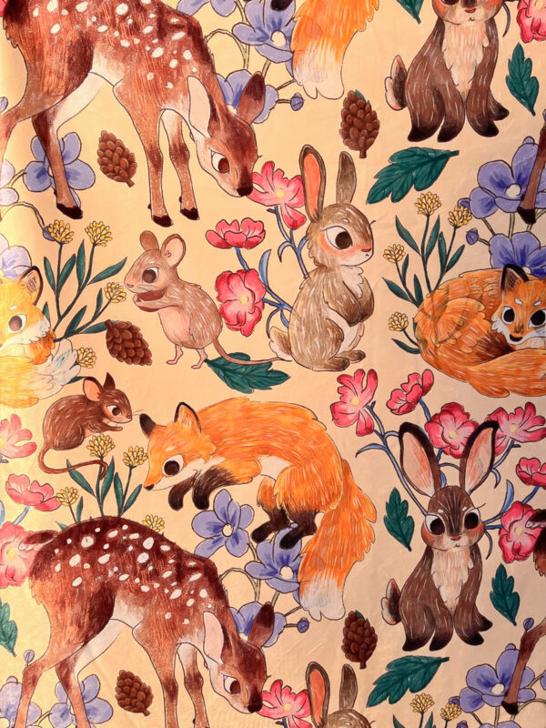 MANTA SHERPA ANIMALITOS DEL BOSQUE CREMA